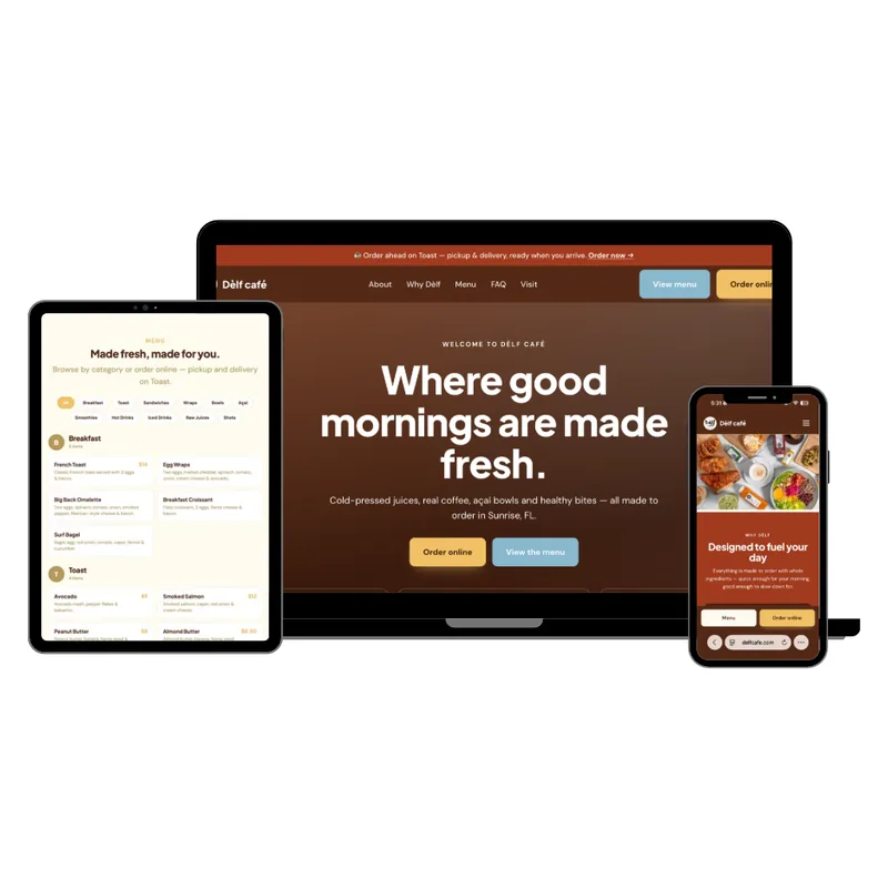 Dèlf Café website designed by Cache Nerds