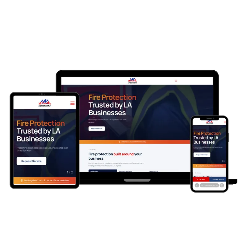FireWorks Fire Protection website designed by Cache Nerds