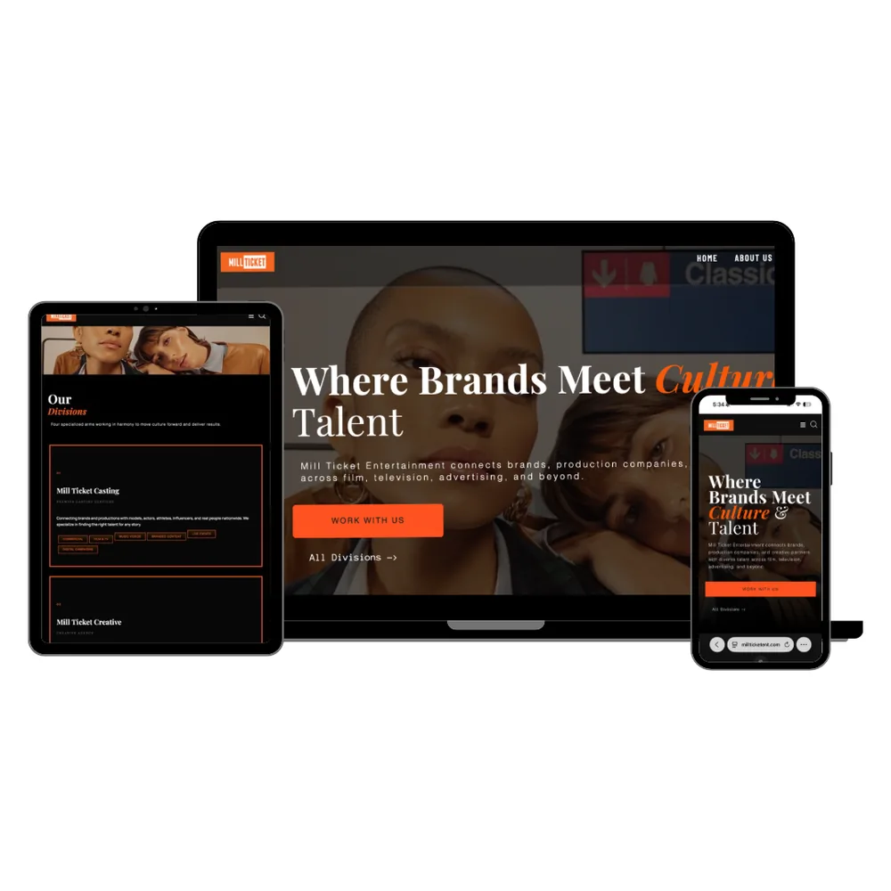 Mill Ticket Entertainment website designed by Cache Nerds