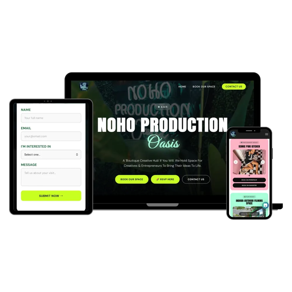 NoHo Production Oasis website designed by Cache Nerds