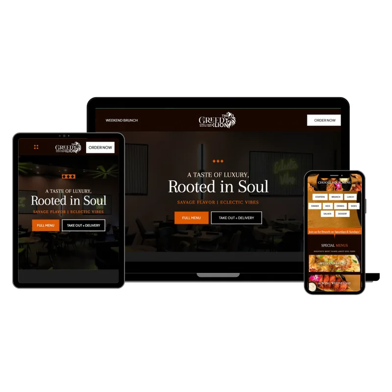 The Greedy Lion website designed by Cache Nerds